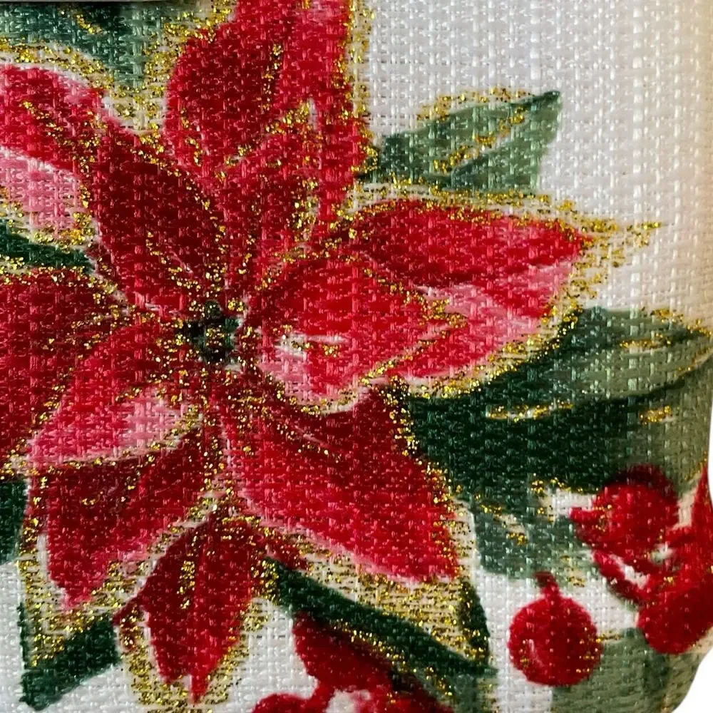 Cupcakes & Cashmere POINSETTIA Christmas Tablecloth 60x120 Oblong New
